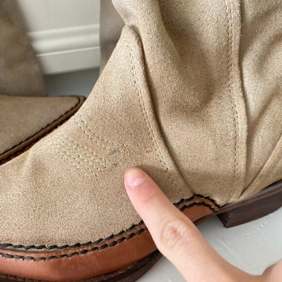 NWOT Free People Sterling Natural Suede Western Boots Sz 37 - Picture 4 of 9